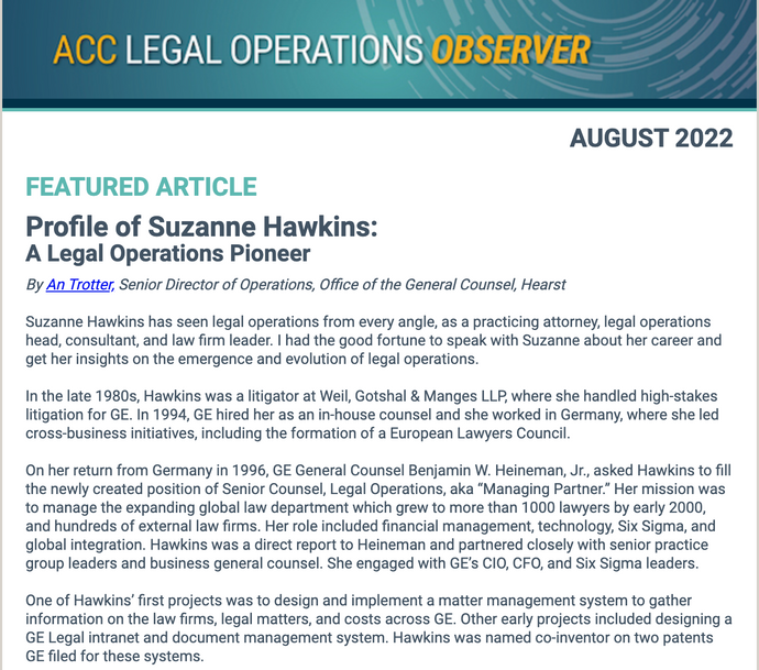 Legal Ops Pioneers - Suzanne Hawkins