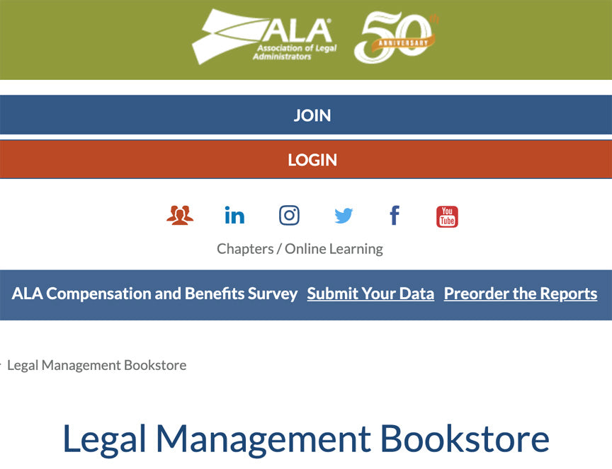Screenshot of ALA's Legal Management Bookstore