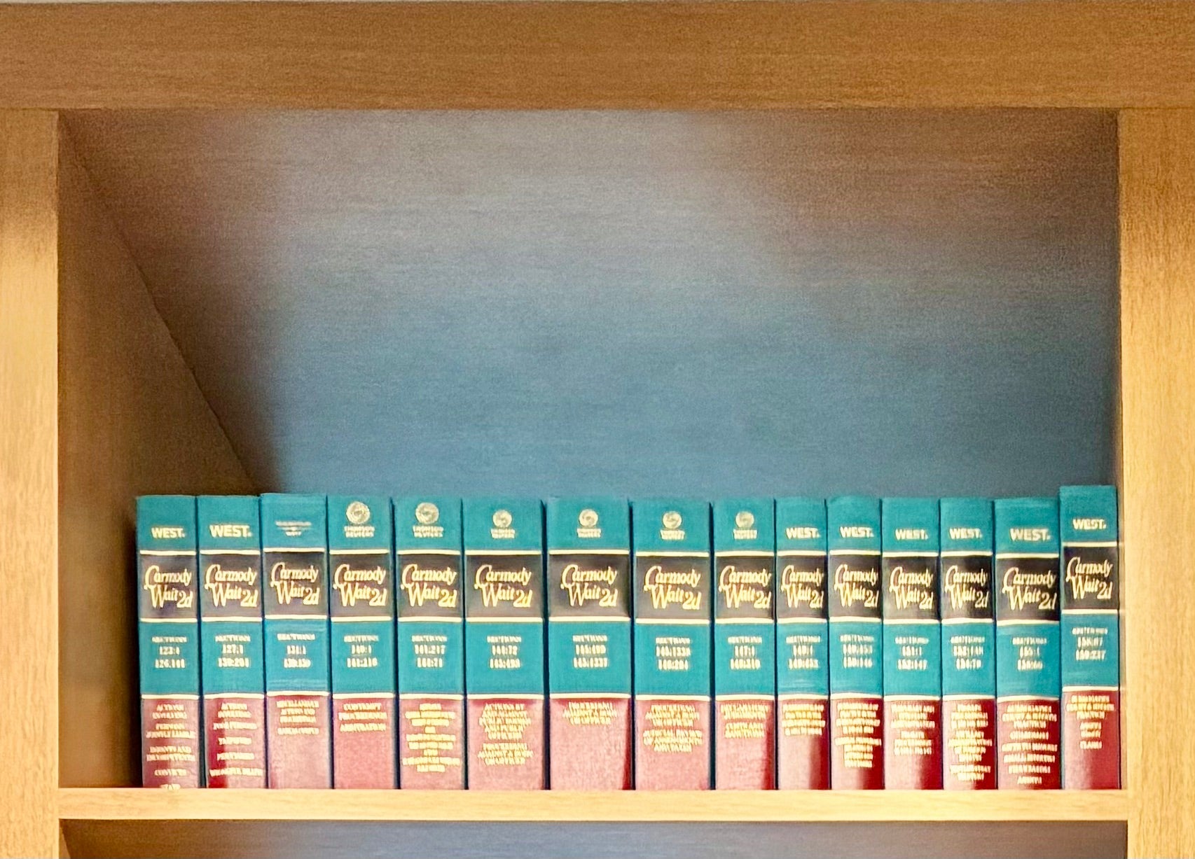 Row of legal books on a shelf