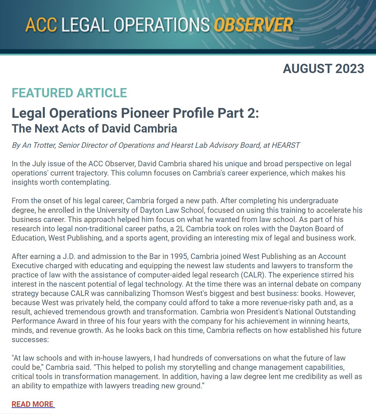 Screenshot of article taken from destination link in post