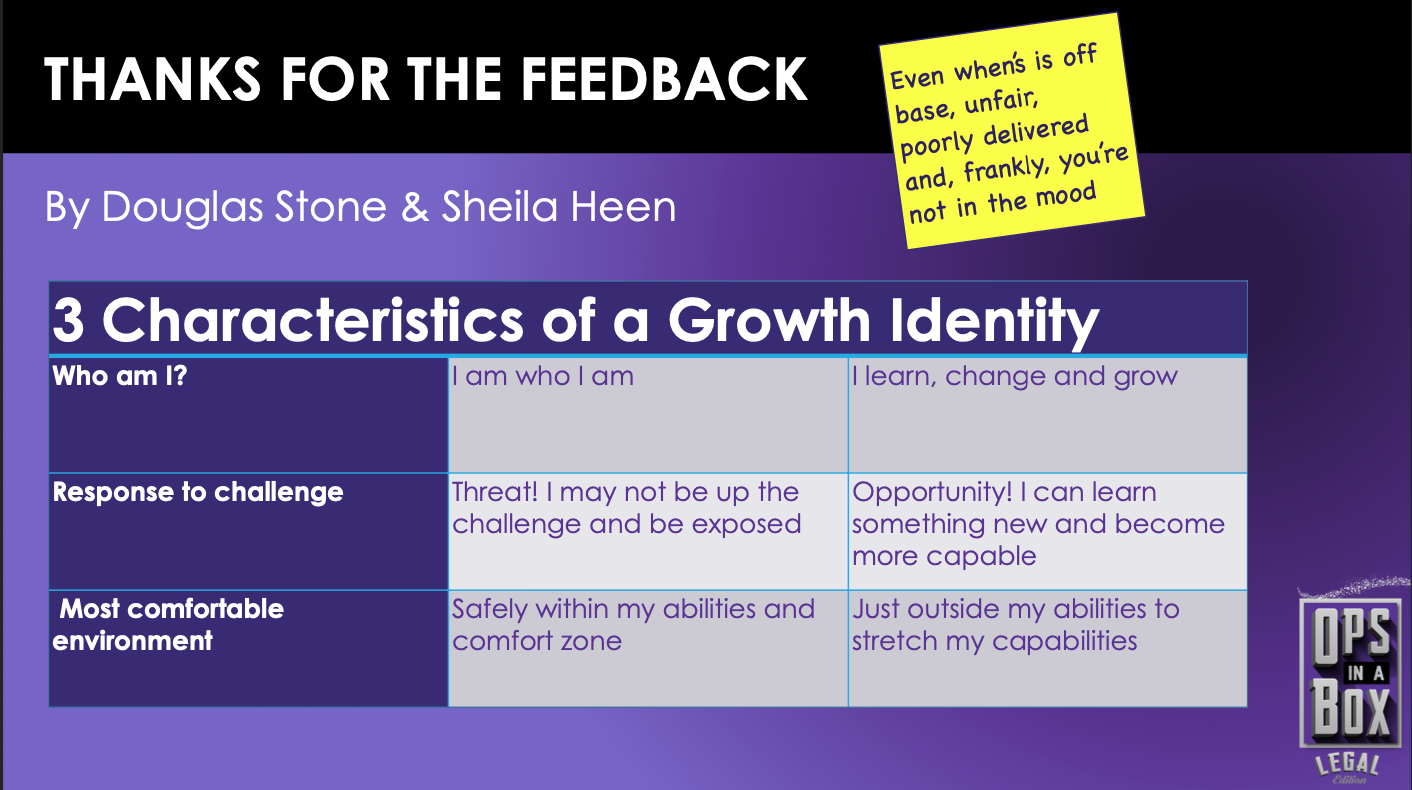 Table showing 3 characteristics of growth identity