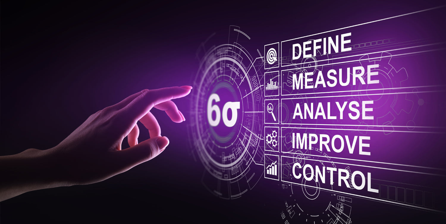 Hand reaching toward Six Sigma signal from which is emanating light